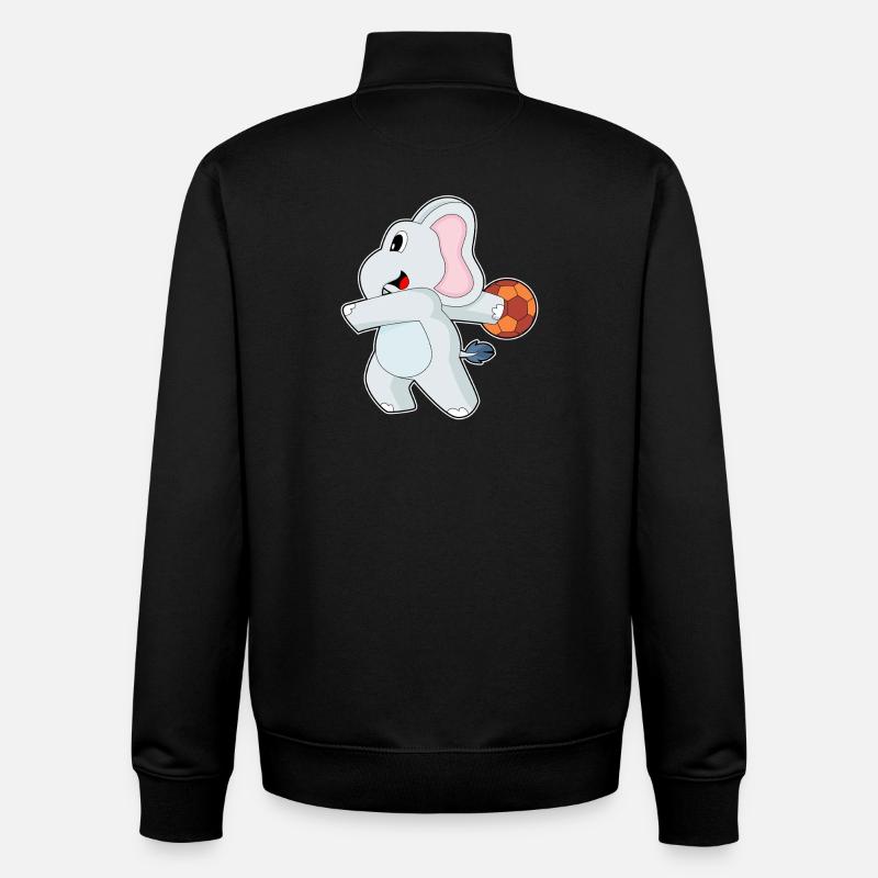 Elephant Handball Player Handball - Unisex Organic Zip Sweatshirt by Stanley/Stella - black