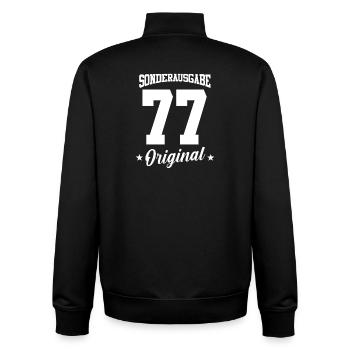 77 Geburtstag - Unisex Organic Zip Sweatshirt von Stanley/Stella - Schwarz - Hinten - AI Model Male 185 light (185cm)
