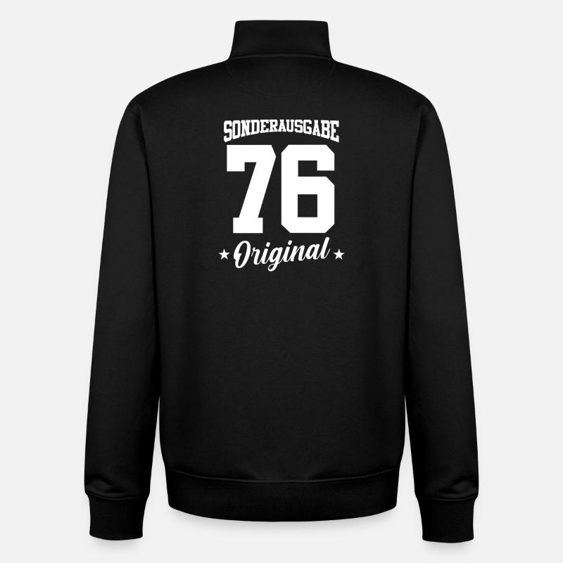 76 Anniversaire - Sweat zippé unisexe en coton bio Stanley/Stella - noir