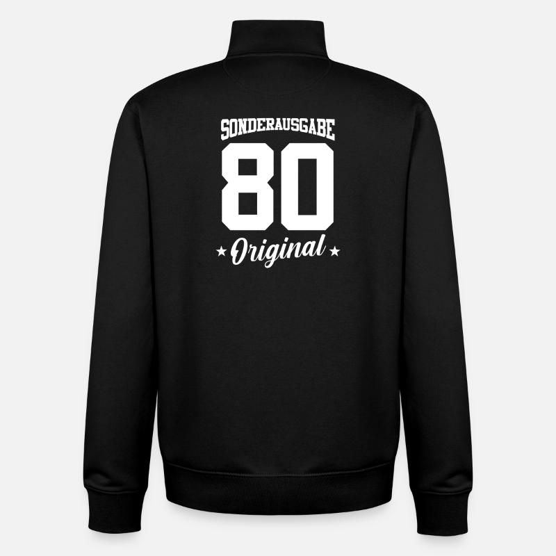 80 Anniversaire - Sweat zippé unisexe en coton bio Stanley/Stella - noir