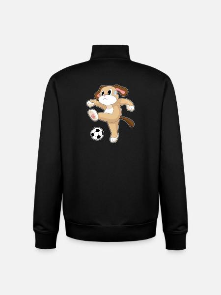 Dog Soccer Player Soccer - Unisex Organic Zip Sweatshirt by Stanley/Stella - black