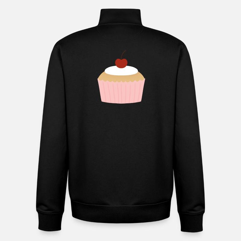 Pastel Cupcake with Cherry - Unisex Organic Zip Sweatshirt by Stanley/Stella - black