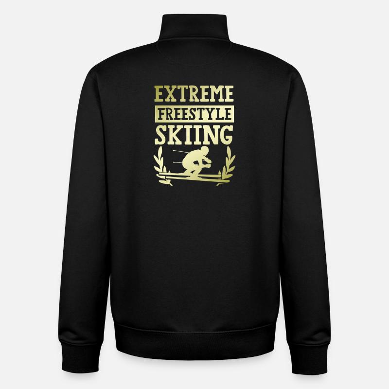 Ski acrobatique - Sweat zippé unisexe en coton bio Stanley/Stella - noir
