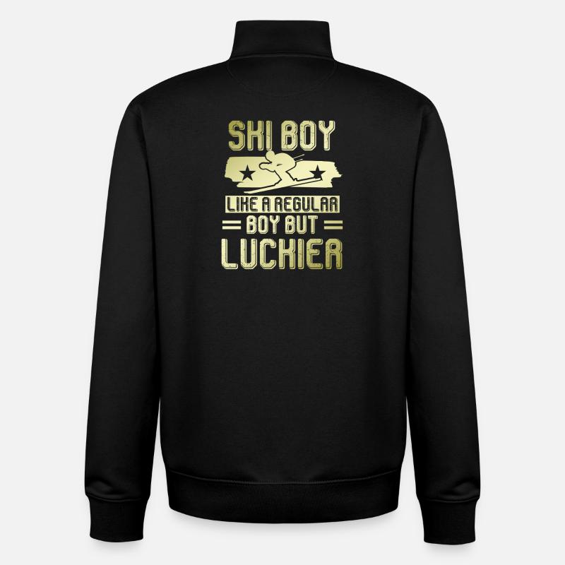 Garçon de ski - Sweat zippé unisexe en coton bio Stanley/Stella - noir