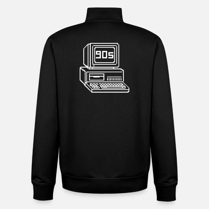 Retro 90s Console Pixel Art - Unisex Organic Zip Sweatshirt by Stanley/Stella - black
