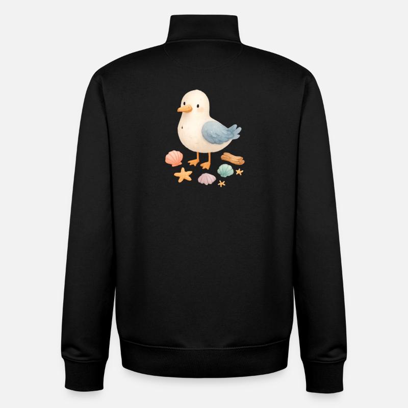 Seagull Beach Shells Maritime Coast - Unisex Organic Zip Sweatshirt by Stanley/Stella - black