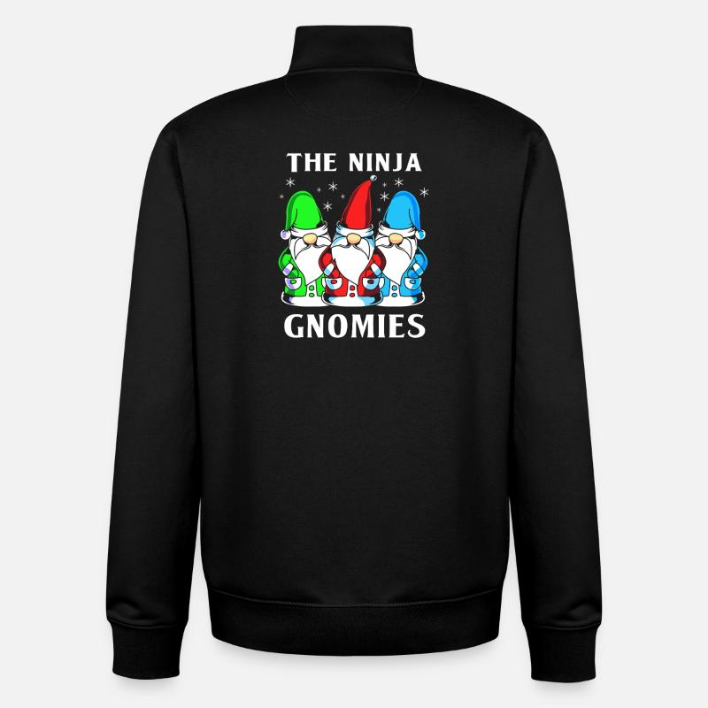 Gnome Ninja - Sweat zippé unisexe en coton bio Stanley/Stella - noir