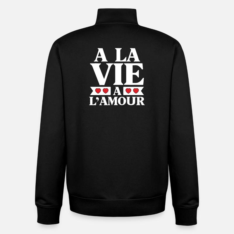 La Vie et L'Amour Coeurs Rouges - Sweat zippé unisexe en coton bio Stanley/Stella - noir