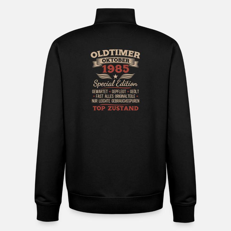40. Geburtstag Geschenk Oldtimer Oktober 1985 - Unisex Organic Zip Sweatshirt von Stanley/Stella - Schwarz