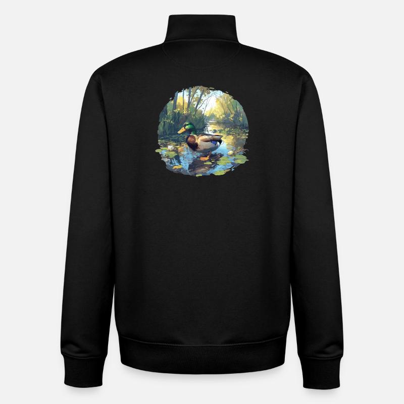 Canards Canard - Sweat zippé unisexe en coton bio Stanley/Stella - noir
