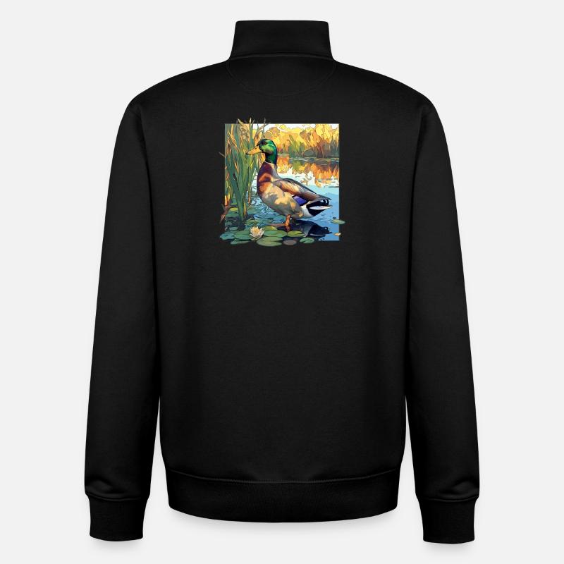 Ducks Duck - Unisex Organic Zip Sweatshirt by Stanley/Stella - black