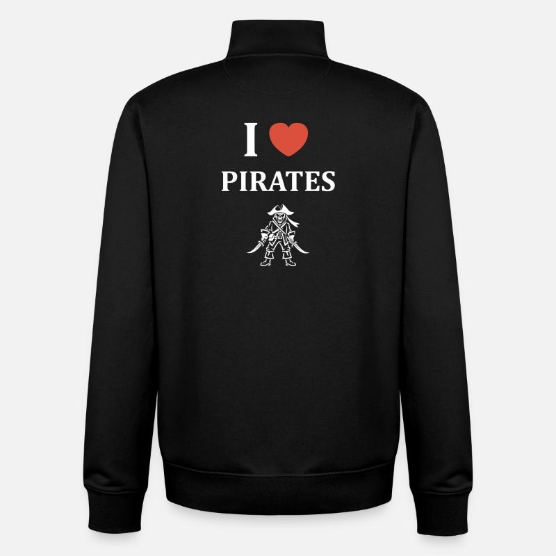 J adore Pirates et Coeur - Sweat zippé unisexe en coton bio Stanley/Stella - noir