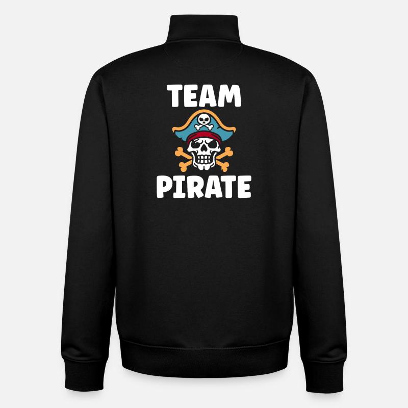 Crâne pirate et logo TEAM PIRATE - Sweat zippé unisexe en coton bio Stanley/Stella - noir