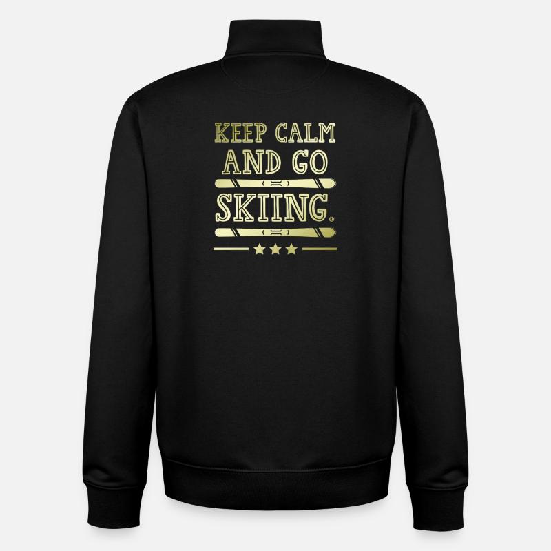 Restez calme ski - Sweat zippé unisexe en coton bio Stanley/Stella - noir