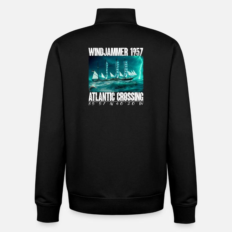 Windjammer 1957 - Traversée de l’Atlantique - Sweat zippé unisexe en coton bio Stanley/Stella - noir