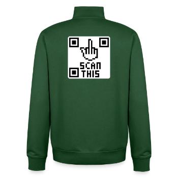 QRcode Mittelfinger - Unisex Organic Zip Sweatshirt von Stanley/Stella - Flaschengrün - Hinten - AI Model Male 185 dark (185cm)