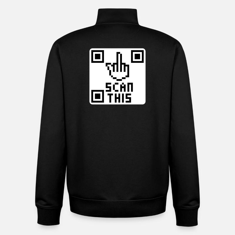 QRcode middle finger - Unisex Organic Zip Sweatshirt by Stanley/Stella - black