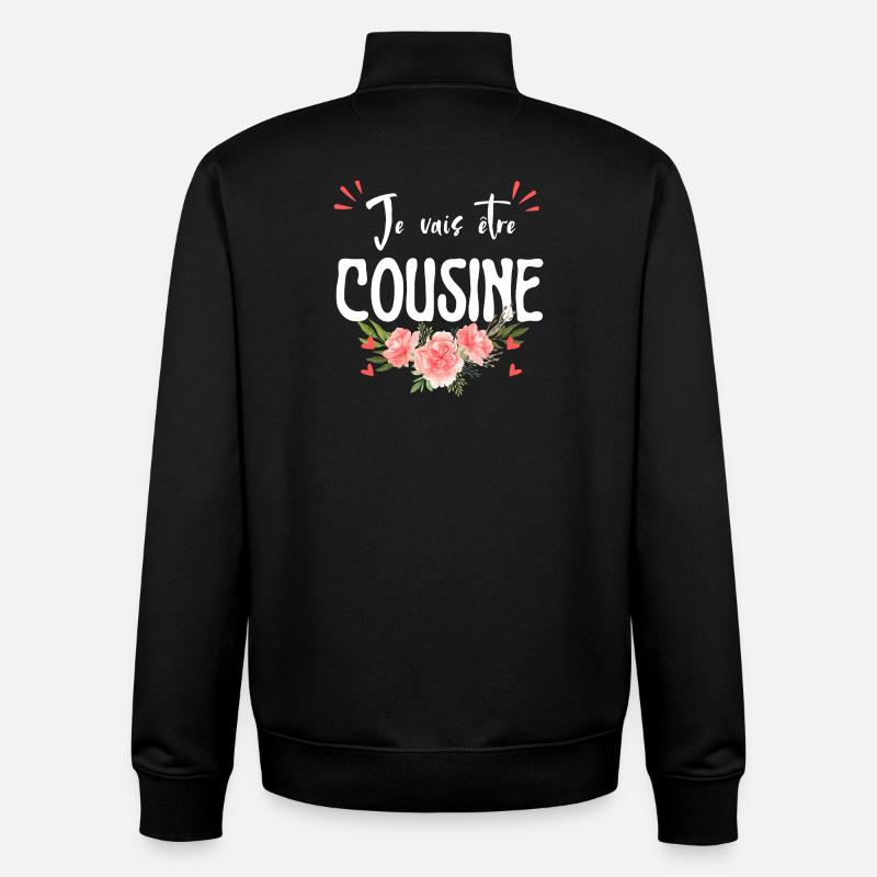 Je veux être cousine,Annonce grossesse - Sweat zippé unisexe en coton bio Stanley/Stella - noir