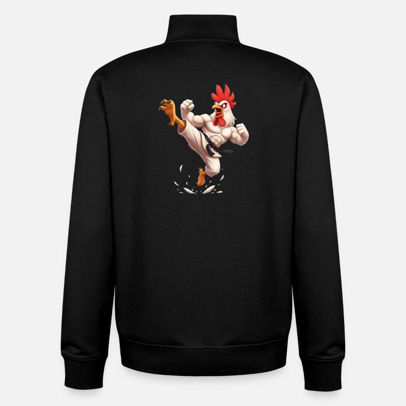Kampf Hahn Karate  - Unisex Organic Zip Sweatshirt von Stanley/Stella - Schwarz