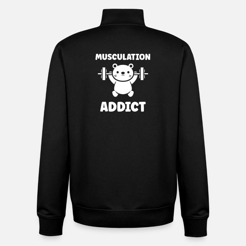 Musculation Addict - Sweat zippé unisexe en coton bio Stanley/Stella - noir