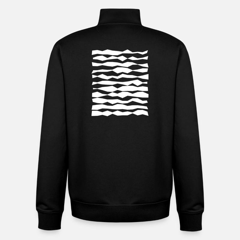 Rayures monochromes en zigzag - Sweat zippé unisexe en coton bio Stanley/Stella - noir