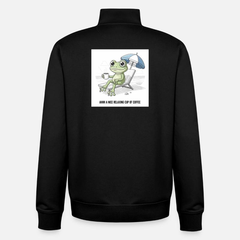 Frog Beach Café Chill - Sweat zippé unisexe en coton bio Stanley/Stella - noir