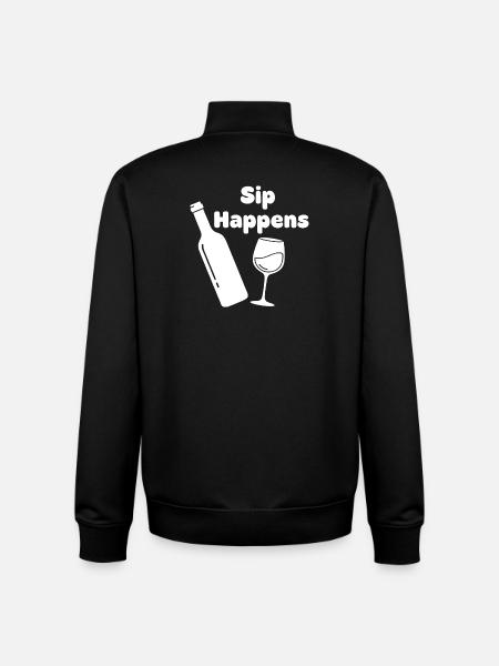 Sip Happens Wine Bottle Glass - Unisex Organic Zip Sweatshirt by Stanley/Stella - black