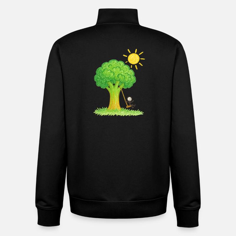 Broccoli Tree Swingin’ Days - Unisex Organic Zip Sweatshirt by Stanley/Stella - black