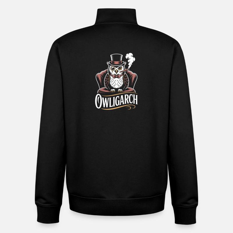 Eule Mit Zylinder Und Monokel - Unisex Organic Zip Sweatshirt von Stanley/Stella - Schwarz