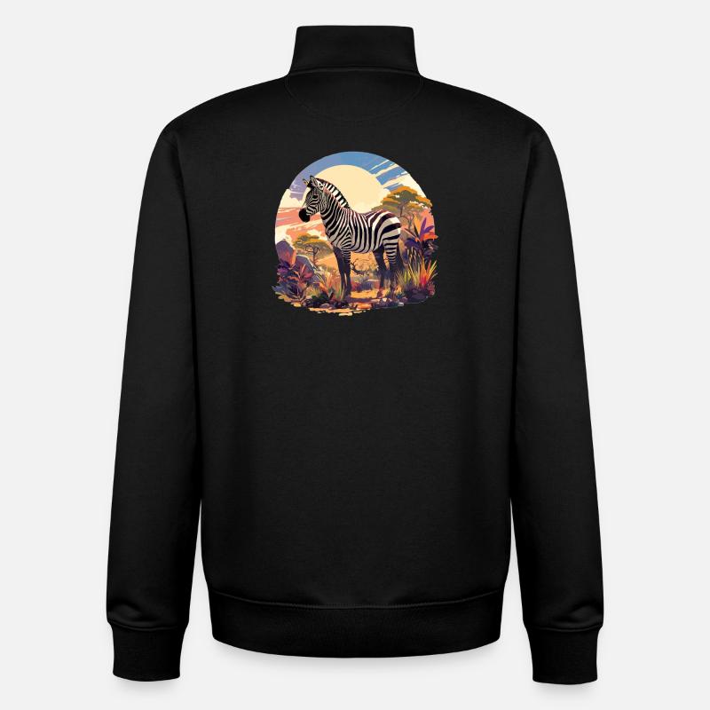 Zebras Zebra - Unisex Organic Zip Sweatshirt by Stanley/Stella - black