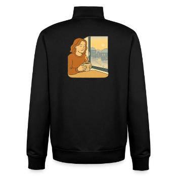Fenêtres Chaleur matinale - Sweat zippé unisexe en coton bio Stanley/Stella - noir - Dos - AI Model Male 185 light (185cm)