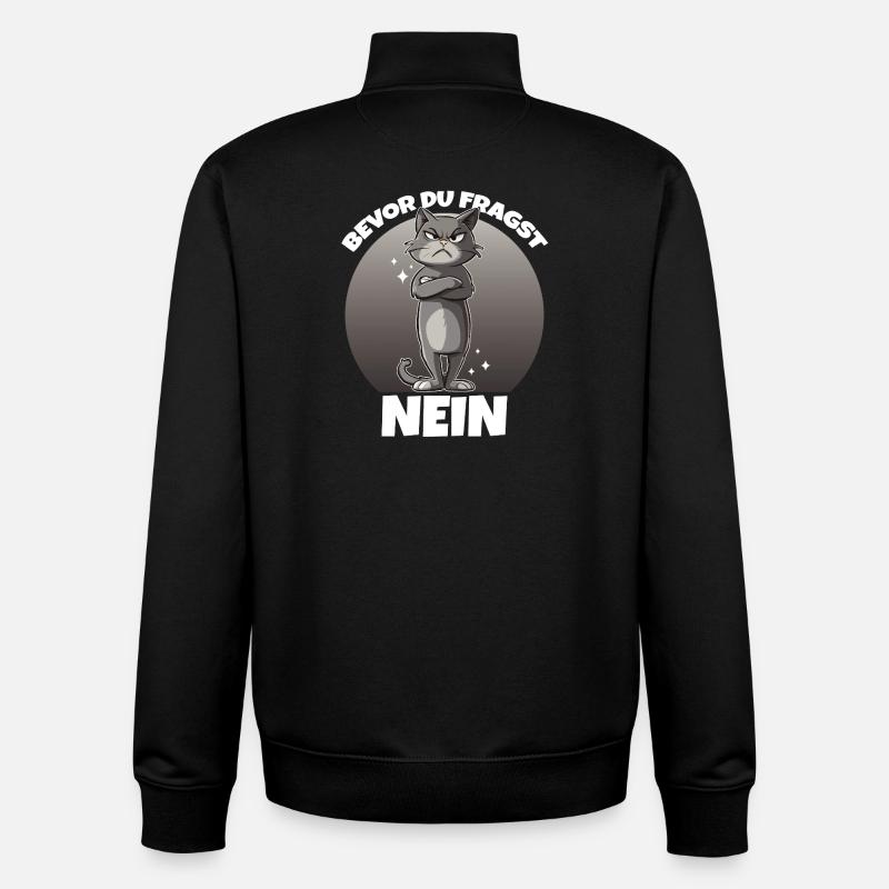 Grim Cat : Pas de dire - Sweat zippé unisexe en coton bio Stanley/Stella - noir