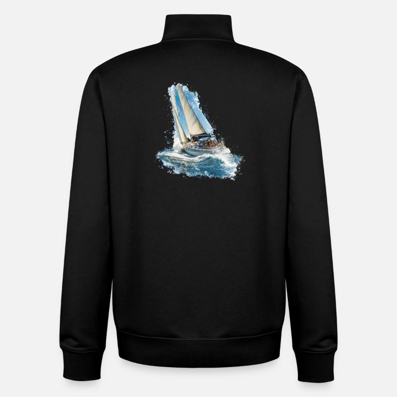 Voilier dans le bruit des vagues - Sweat zippé unisexe en coton bio Stanley/Stella - noir