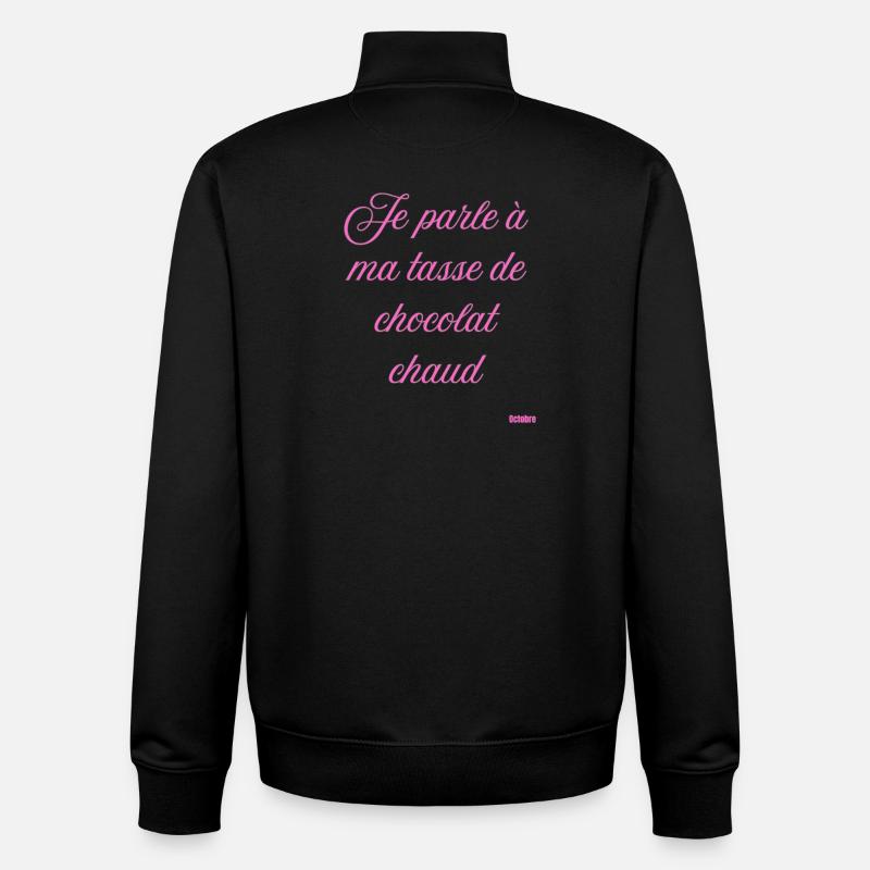 Pink Script Hot Chocolate Mug - Unisex Organic Zip Sweatshirt by Stanley/Stella - black