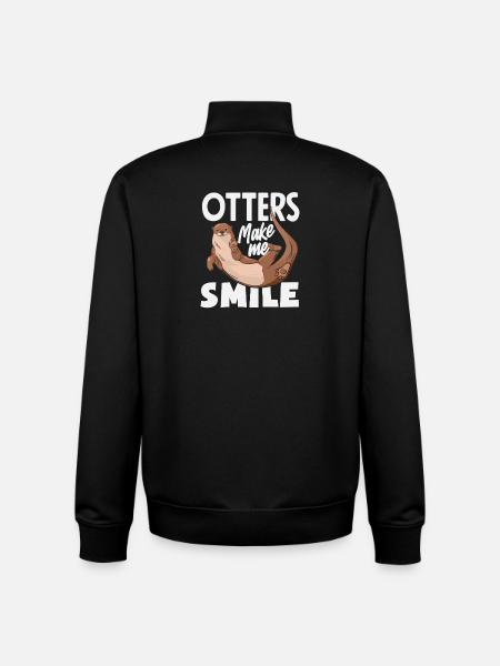 Smiling Sea Otter Cartoon - Unisex Organic Zip Sweatshirt by Stanley/Stella - black