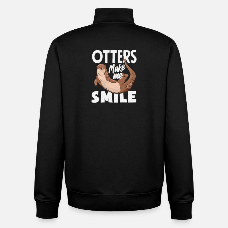 Smiling Sea Otter Cartoon - Unisex Organic Zip Sweatshirt by Stanley/Stella - black