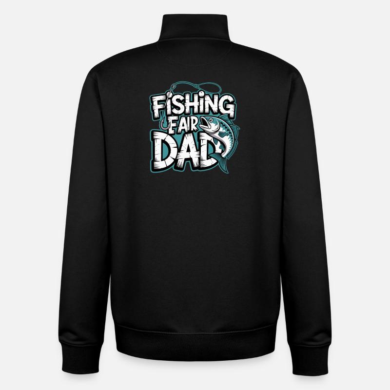 Fischfang Papa Comic Tee - Unisex Organic Zip Sweatshirt von Stanley/Stella - Schwarz