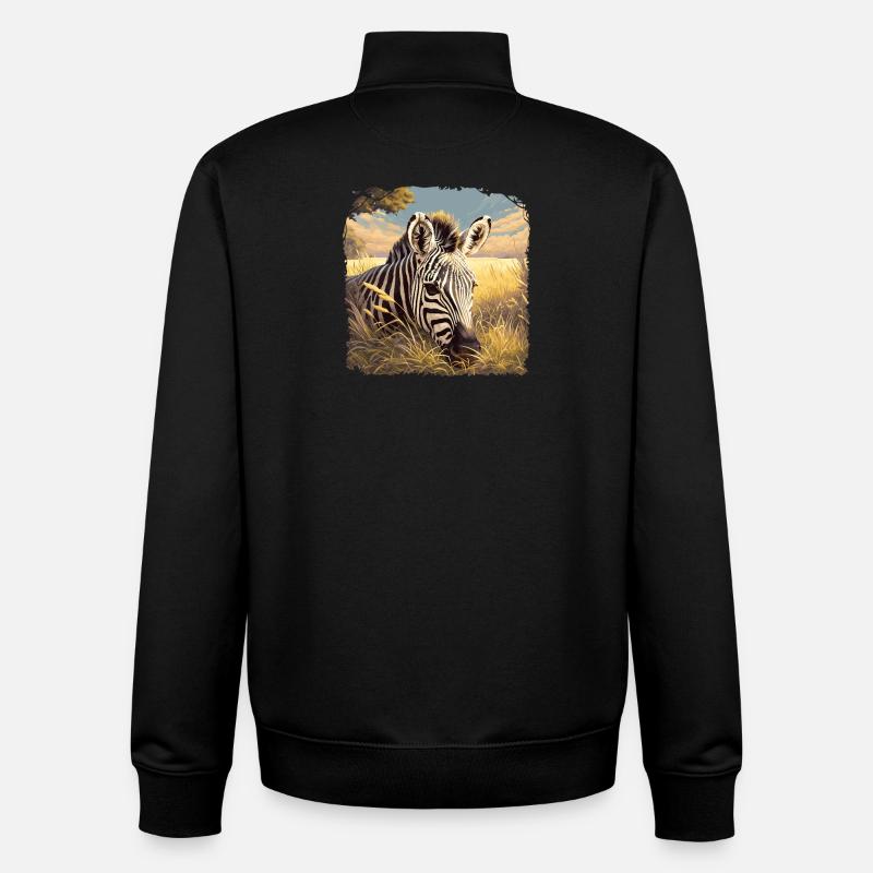 Zebras Zebra - Unisex Organic Zip Sweatshirt by Stanley/Stella - black