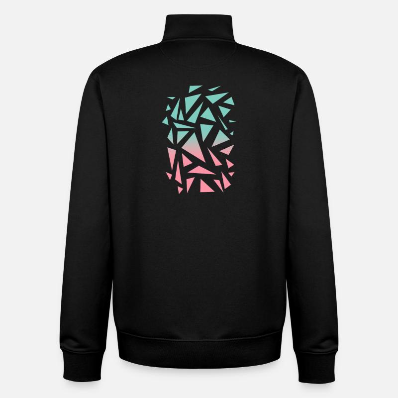 Triangle Pattern - Turquoise Pink - Unisex Organic Zip Sweatshirt by Stanley/Stella - black