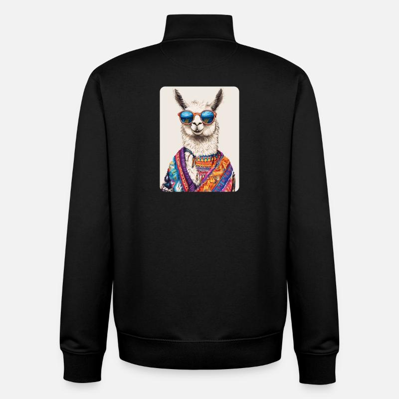 Lama - Unisex Organic Zip Sweatshirt von Stanley/Stella - Schwarz