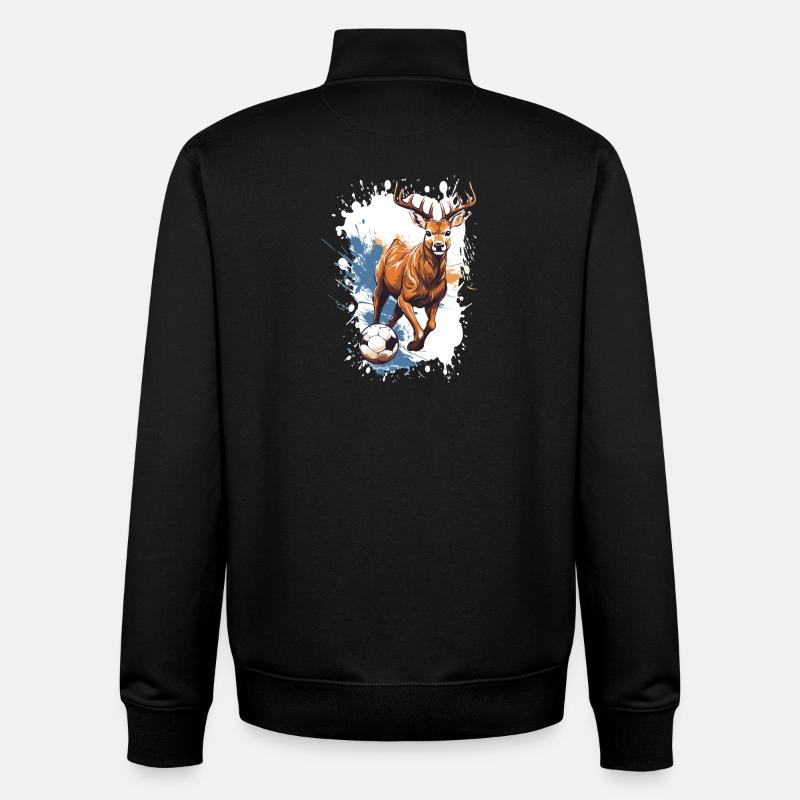 Hirsch Fussball Team - Unisex Organic Zip Sweatshirt von Stanley/Stella - Schwarz