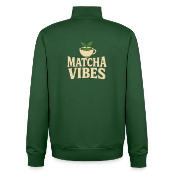 Matcha Vibes – Grüner Tee Liebhaber Shirt - Unisex Organic Zip Sweatshirt von Stanley/Stella - Flaschengrün - Hinten - AI Model Male 185 dark (185cm)