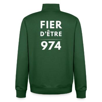 Fier d'Être 974 - Sweat zippé unisexe en coton bio Stanley/Stella - vert bouteille - Dos - AI Model Male 185 dark (185cm)