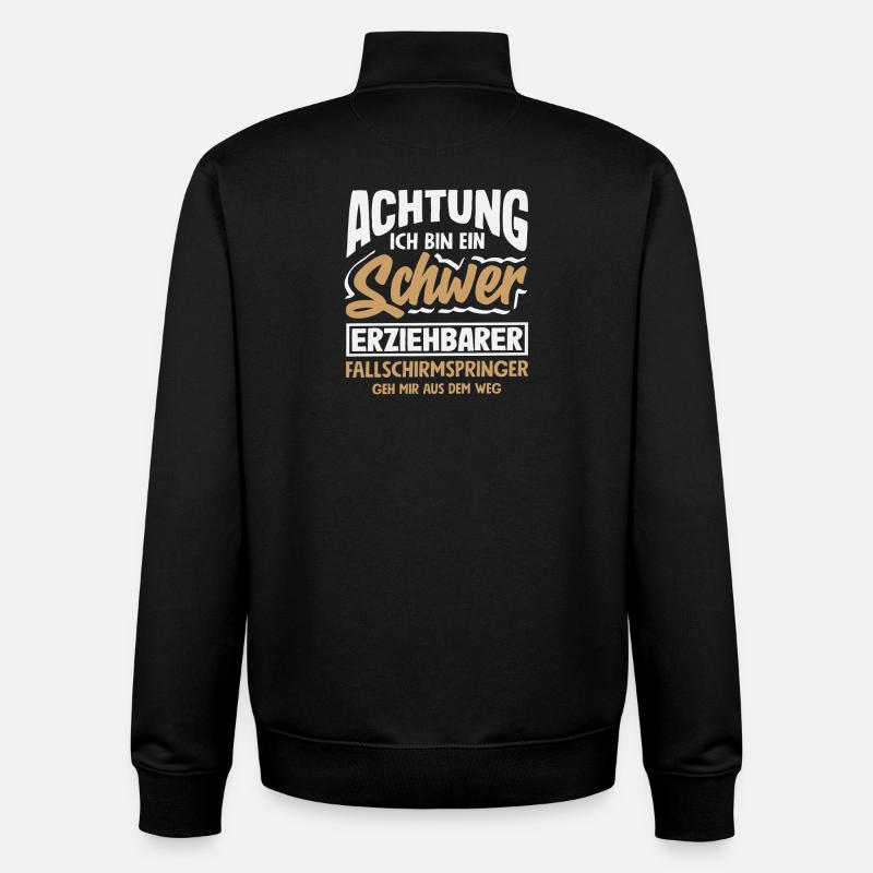 Funny Skydiver Adrenaline Junkie Hard - Unisex Organic Zip Sweatshirt by Stanley/Stella - black