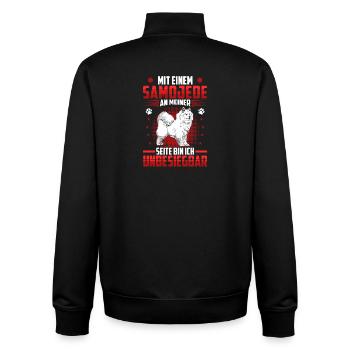 Samoyed Unbeatable Sled Dog - Unisex Organic Zip Sweatshirt by Stanley/Stella - black - Back - AI Model Male 185 light (185cm)