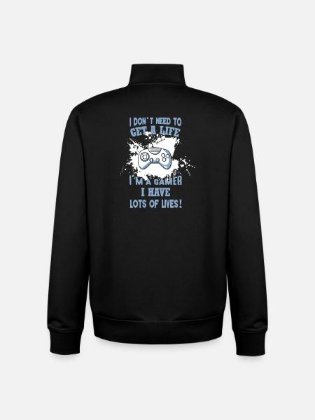 Gamer humor: full of lives - Unisex Organic Zip Sweatshirt by Stanley/Stella - black