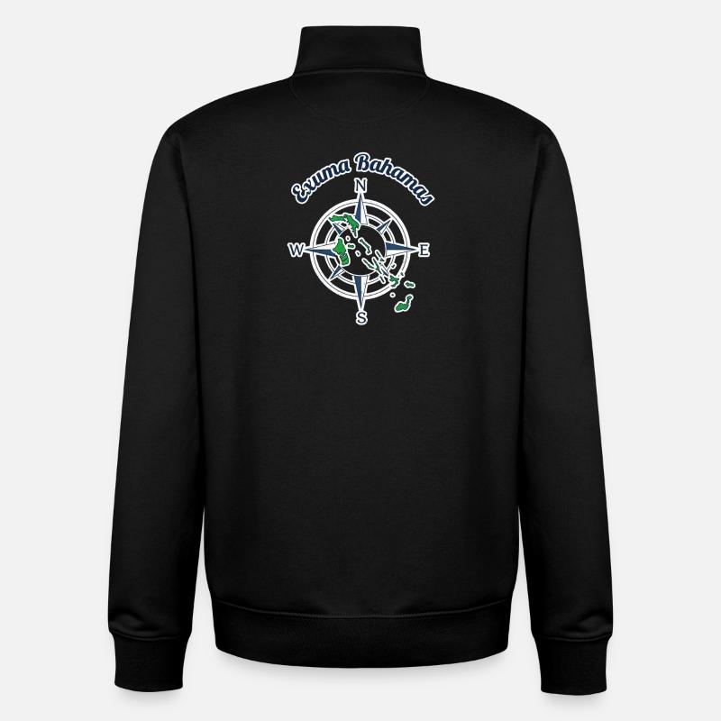 Exuma Bahamas Compass Graphic - Unisex Organic Zip Sweatshirt by Stanley/Stella - black