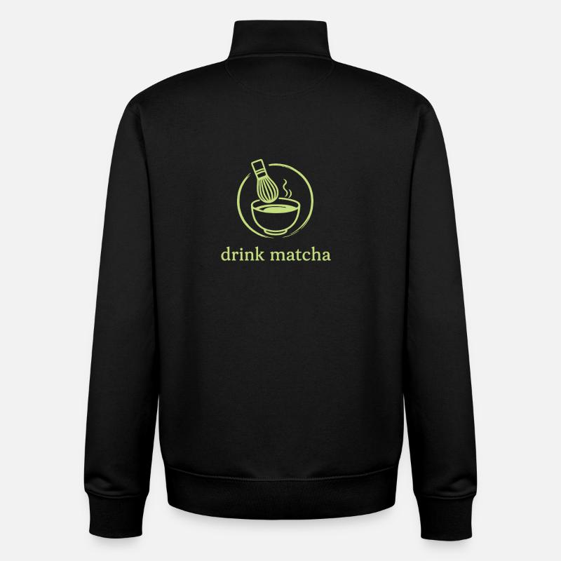 Le Matcha - Sweat zippé unisexe en coton bio Stanley/Stella - noir