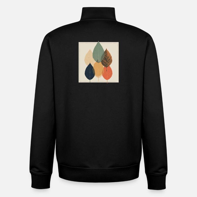 Mosaïque de feuilles d’automne : palette rétro - Sweat zippé unisexe en coton bio Stanley/Stella - noir