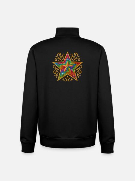Stern | Regenbogenstern mit Goldornament - Unisex Organic Zip Sweatshirt von Stanley/Stella - Schwarz